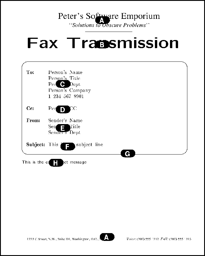 fax cover page. parts of the cover sheet.